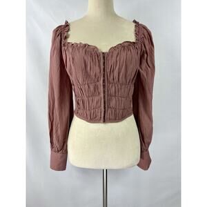NWOT ASTR Corset Top Long Sleeve Pink Dusty Rose Small Cropped Off Shoulder
